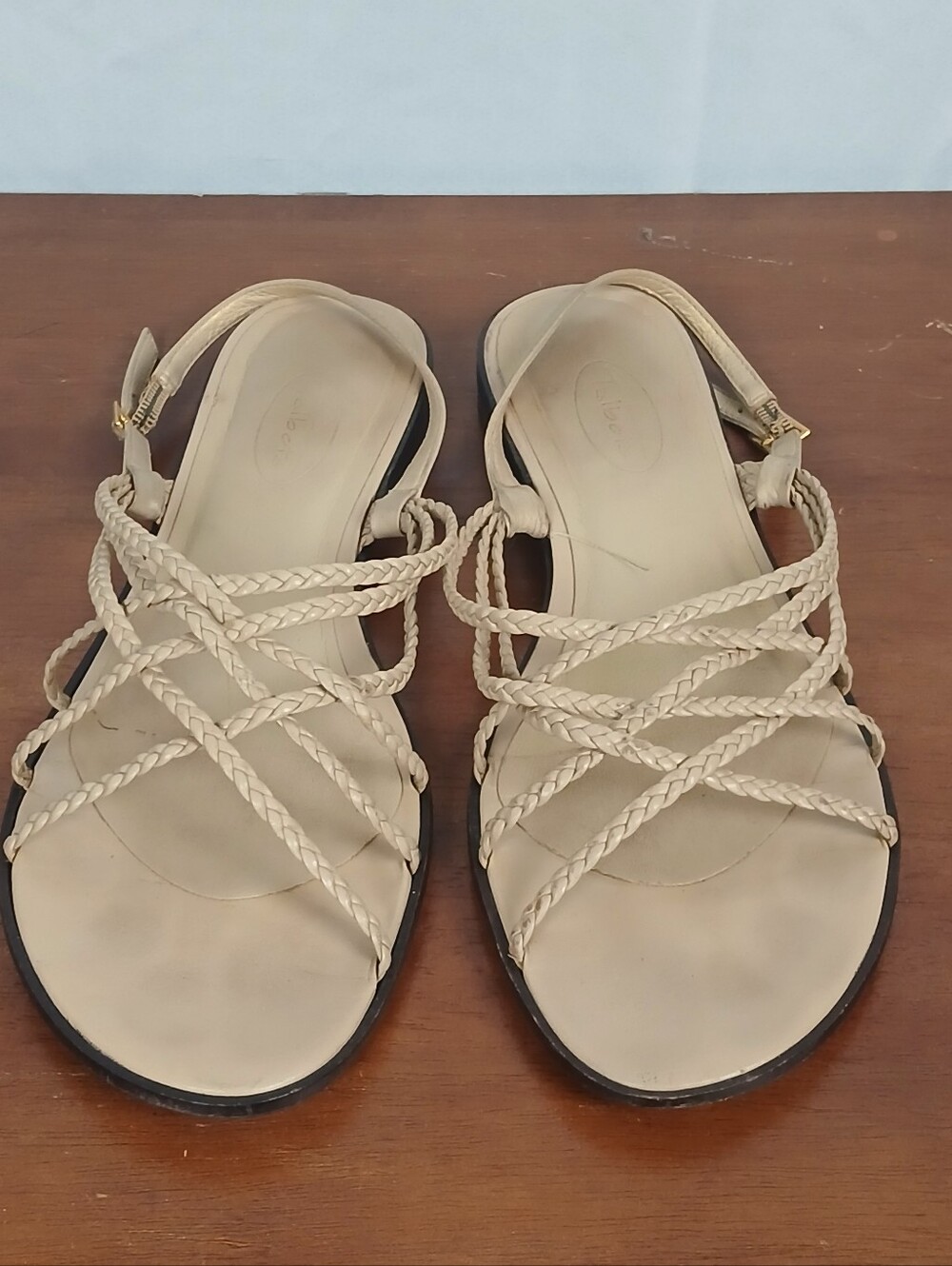 Talbots Braided Strappy Slingback Leather Flat Sandals 8B H220-162